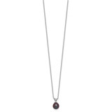 Sterling Silver Rhodium-plated 7-7.5mm Round Black Freshwater Cultured Pearl 17 inch Necklace