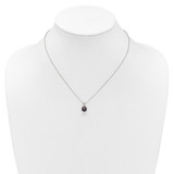 Sterling Silver Rhodium-plated 7-7.5mm Round Black Freshwater Cultured Pearl 17 inch Necklace