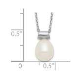 Sterling Silver Rhodium-plated 7-7.5mm White Rice Freshwater Cultured Pearl 16 inch with 1.5 inch Extension Necklace