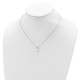 Sterling Silver Rhodium-plated 7-7.5mm White Round Freshwater Cultured Pearl 17 inch Necklace