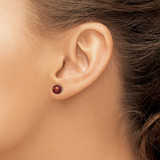 Sterling Silver Rhodium-plated 7-8mm Brown Round Freshwater Cultured Pearl Post Earring