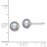 Sterling Silver Rhodium-plated 7-8mm Grey Button Freshwater Cultured Pearl Post Earrings