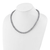 Sterling Silver Rhodium-plated 7-8mm Grey Near-Round Freshwater Cultured Pearl 18 inch Necklace