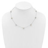 Sterling Silver Rhodium-plated 7-8mm Grey Semi-Round Freshwater Cultured Pearl 9-Station 18 inch Necklace