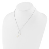 Sterling Silver Rhodium-plated 7-8mm Keshi Freshwater Cultured Pearl 17 inch Necklace