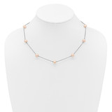 Sterling Silver Rhodium-plated 7-8mm Pink Semi-Round Freshwater Cultured Pearl 9-Station 18 inch Necklace