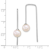 Sterling Silver Rhodium-plated 7-8mm Round White Freshwater Cultured Pearl Squared Threader Earrings