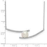 Sterling Silver Rhodium-plated 7-8mm White Button Freshwater Cultured Pearl and CZ 17 inch Necklace - QH-DCFA88D7-4206