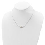 Sterling Silver Rhodium-plated 7-8mm White Button Freshwater Cultured Pearl and CZ 17 inch Necklace - QH-DCFA88D7-4206