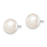 Sterling Silver Rhodium-plated 7-8mm White Button Freshwater Cultured Pearl Post Earrings - QE-CF9F4AC2-5357