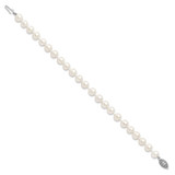 Sterling Silver Rhodium-plated 7-8mm White Near Round Freshwater Cultured Pearl8.25 inch  Bracelet