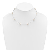 Sterling Silver Rhodium-plated 7-8mm White Near-Round Freshwater Cultured Pearl 9-Station 16 inch Necklace