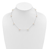Sterling Silver Rhodium-plated 7-8mm White Near-Round Freshwater Cultured Pearl 9-Stations18 inch Necklace