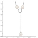 Sterling Silver Rhodium-plated 7-8mm White Teardrop Freshwater Cultured Pearl 13-Station Adjustable Drop Toggle 19 inch Necklace