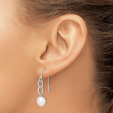 Sterling Silver Rhodium-plated 7-8mm White Teardrop Freshwater Cultured Pearl Circle Dangle Earrings