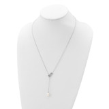 Sterling Silver Rhodium-plated 7-8mm White Teardrop Freshwater Cultured Pearl Infinity Lariat Drop 24 inch Necklace