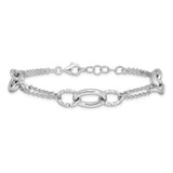 Sterling Silver Rhodium-plated 7in w/1in ext Interlocking Circles Bracelet