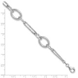 Sterling Silver Rhodium-plated 7in w/1in ext Interlocking Circles Bracelet