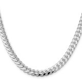 Sterling Silver Rhodium-plated 7mm Domed w/ Side D/C Curb Chain - QR-2E0DCBE8-5111