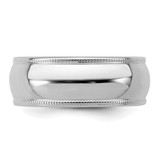 Sterling Silver Rhodium-plated 7mm Half Round Milgrain Size 8 Band