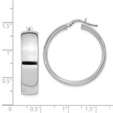 Sterling Silver Rhodium-plated 7x30mm Hoop Earrings