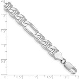 Sterling Silver Rhodium-plated 8.25mm Figaro Anchor Chain - QA-9615BAE8-1371