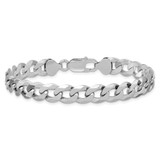 Sterling Silver Rhodium-plated 8.5mm Beveled Curb Chain - QF-01D60042-8013