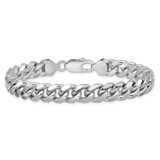 Sterling Silver Rhodium-plated 8.5mm Domed w/ Side D/C Curb Chain - QR-2D157466-8847