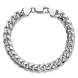 Sterling Silver Rhodium-plated 8.5mm Domed w/ Side D/C Curb Chain - QR-2D157466-8847