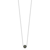 Sterling Silver Rhodium-plated 8-9mm Black Semi-Round Tahitian Saltwater Cultured Pearl 17 inch Necklace