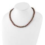 Sterling Silver Rhodium-plated 8-9mm Brown Near-Round Freshwater Cultured Pearl 18 inch Necklace