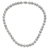 Sterling Silver Rhodium-plated 8-9mm Grey Near-Round Freshwater Cultured Pearl 16 inch Necklace