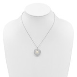 Sterling Silver Rhodium-plated 8-9mm Rice White Freshwater Cultured Pearl and CZ Open Heart 17 inch Necklace