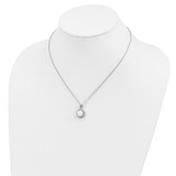 Sterling Silver Rhodium-plated 8-9mm White Button Freshwater Cultured Pearl and CZ 17 inch Necklace and Post Earrings Set - QH-27A6E7B9-1162