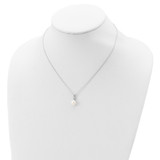 Sterling Silver Rhodium-plated 8-9mm White Button Freshwater Cultured Pearl and CZ 17 inch Necklace and Post Earrings Set - QH-591D3229-7354