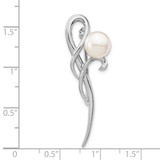 Sterling Silver Rhodium-plated 8-9mm White Button Freshwater Cultured Pearl Brooch