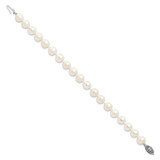 Sterling Silver Rhodium-plated 8-9mm White Near Round Freshwater Cultured Pearl 8.25 inch Bracelet