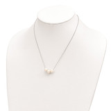 Sterling Silver Rhodium-plated 8-9mm White Near-Round Freshwater Cultured Pearl 17 inch Necklace