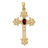 14k 5x3mm Oval Garnet cross pendant