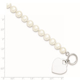 Sterling Silver Rhodium-plated 8-9mm White Near-Round Freshwater Cultured Pearl Heart Toggle 7.5 inch Bracelet - QH-D4206E33-4722