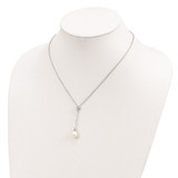 Sterling Silver Rhodium-plated 8-9mm White Teardrop Freshwater Cultured Pearl and CZ Drop 18 inch Necklace