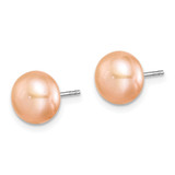 Sterling Silver Rhodium-plated 8-9mm White, Pink and Purple Button Freshwater Cultured Pearl Set of 3 Post Earrings
