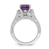 Sterling Silver Rhodium-plated 8mm Amethyst & White Topaz Ring - QR-CC5C998E-9661