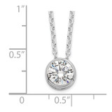 Sterling Silver Rhodium-plated 8mm Bezel CZ Necklace - QG-85E52772-5943