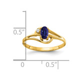 14k 5x3mm Oval Sapphire AA Diamond ring