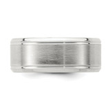 Sterling Silver Rhodium-plated 8mm Brushed Fancy Band Size 10
