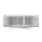 Sterling Silver Rhodium-plated 8mm Brushed Fancy Band Size 9.5
