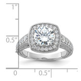 Sterling Silver Rhodium-plated 8mm Center CZ Halo Ring - QR-7909B6A8-3945