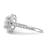 Sterling Silver Rhodium-plated 8mm Center Halo CZ Ring - QR-0FB13DE1-8217