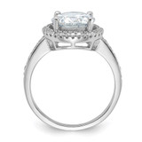 Sterling Silver Rhodium-plated 8mm Center Halo CZ Ring - QR-D61C273A-3447